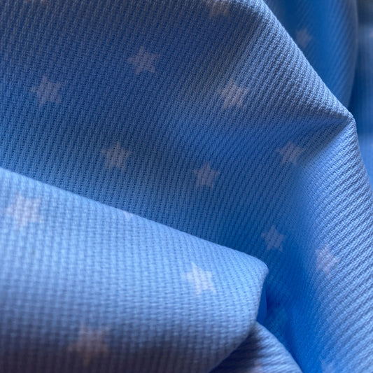 Blue Ribbed Fabric with White Stars