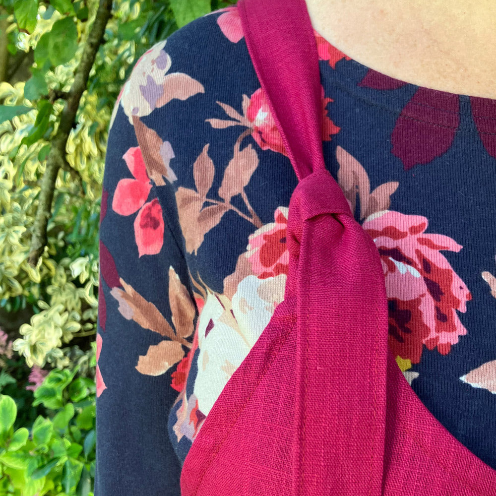 Magenta Handmade Dungarees in Natural Fabric