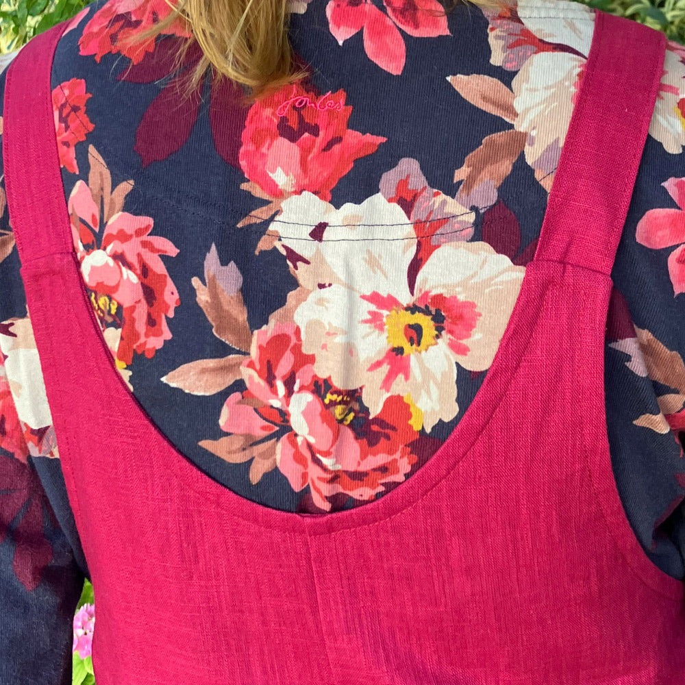 Magenta Handmade Dungarees in Natural Fabric