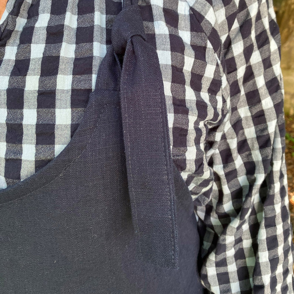 Navy Handmade Dungarees - Natural Fabric