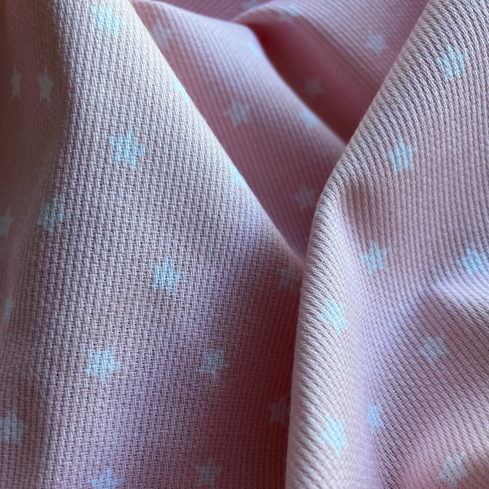 Pink Ribbed Fabric with Stars