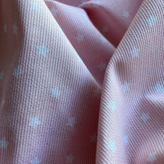 Pink Ribbed Fabric with Stars