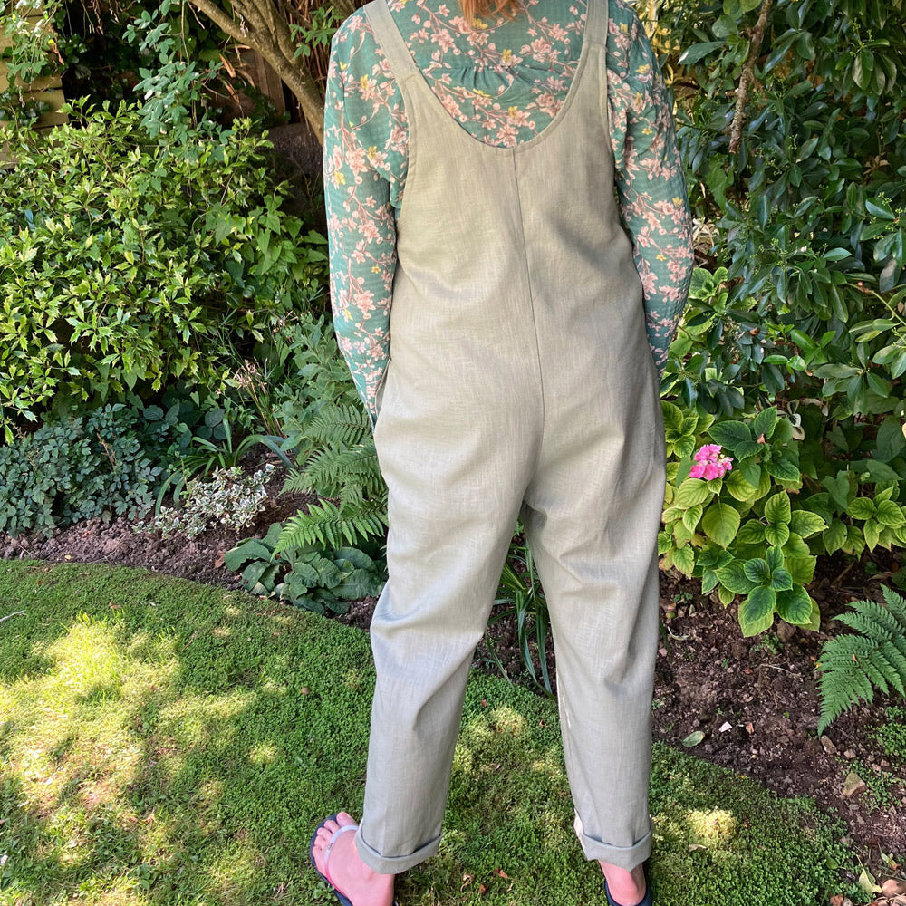 Pale Sage Handmade Dungarees - Natural Fabric