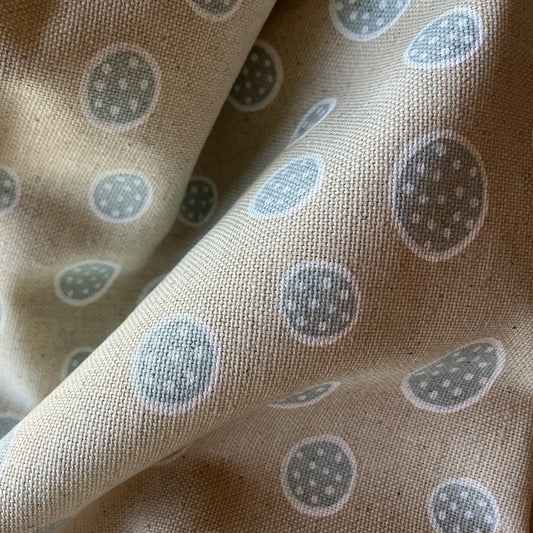 Dotty Furnishing Fabric - Natural and Blue