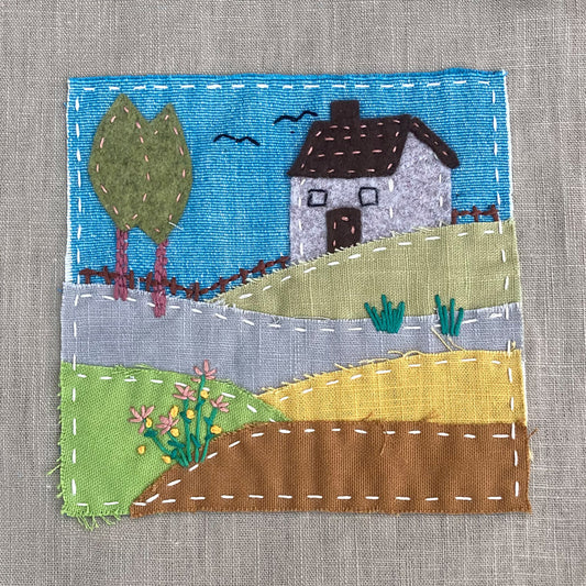 Slow Stitch Embroidery Sewing Kit - The House On The Hill