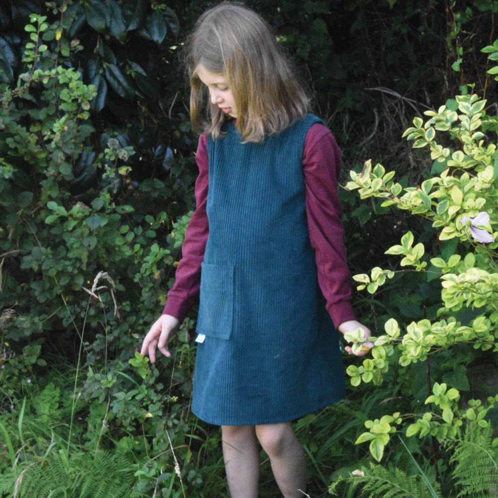 Childs Corduroy Pinafore Dress Green