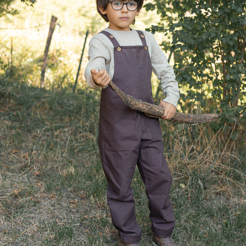 Dungarees in Brown Cotton Canvas