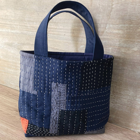 Handmade Bag - Slow Stitch Linen and Cotton