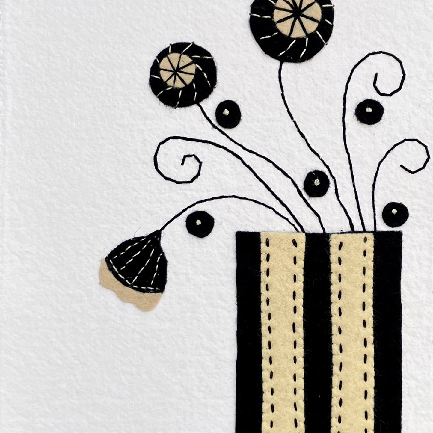 Textile picture - Dried Poppy Heads - Wall Hanging