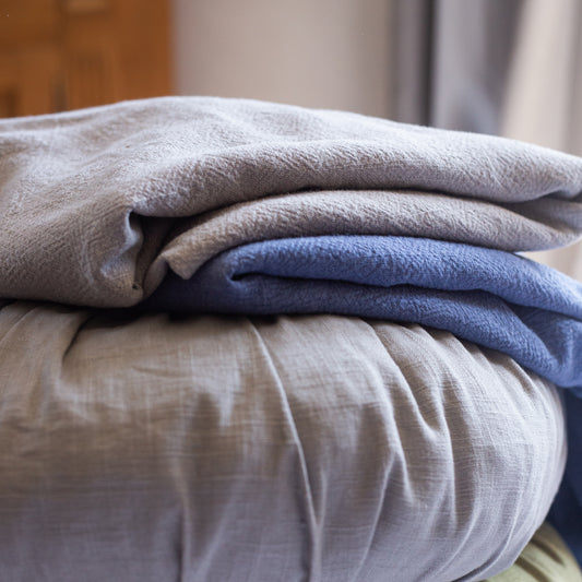 Silver Grey Textured Linen/Viscose Fabric