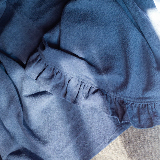 Textured Blue Linen/Viscose Blue Fabric