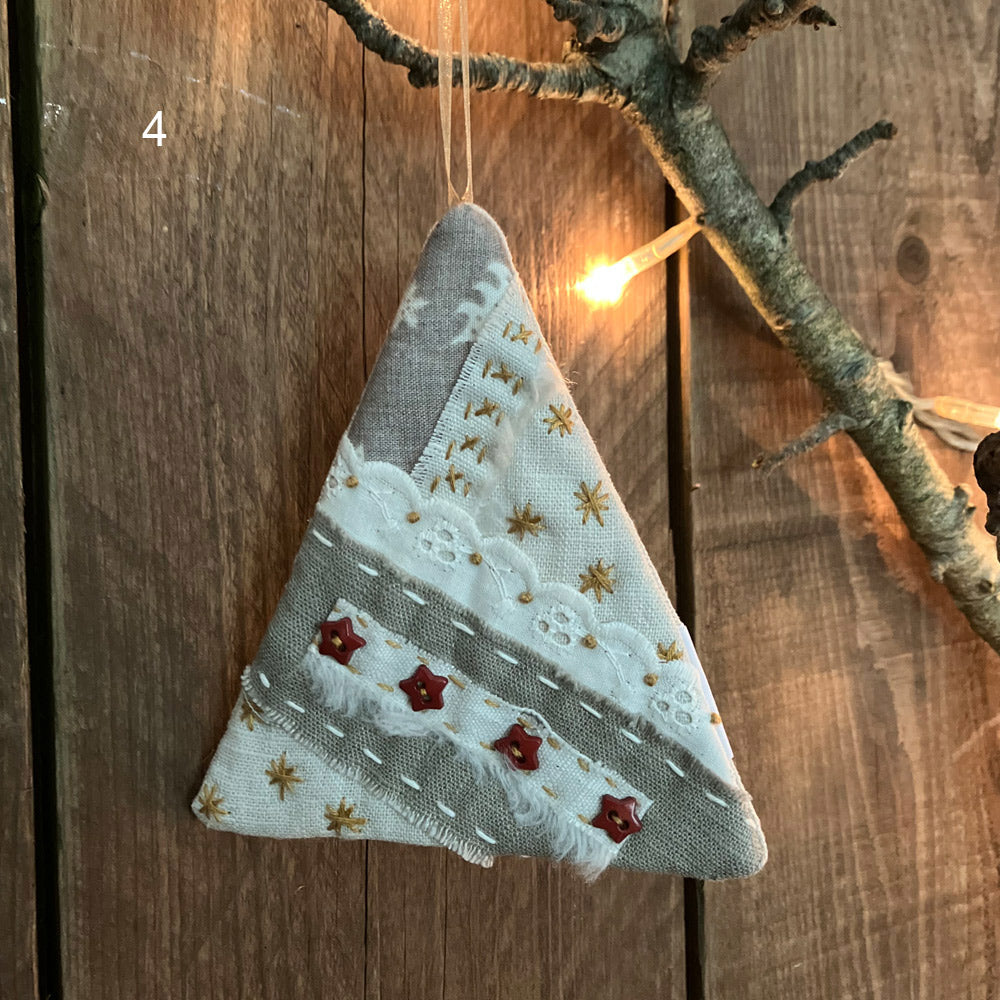 Patchwork Christmas Tree Decorations - Colour Natural