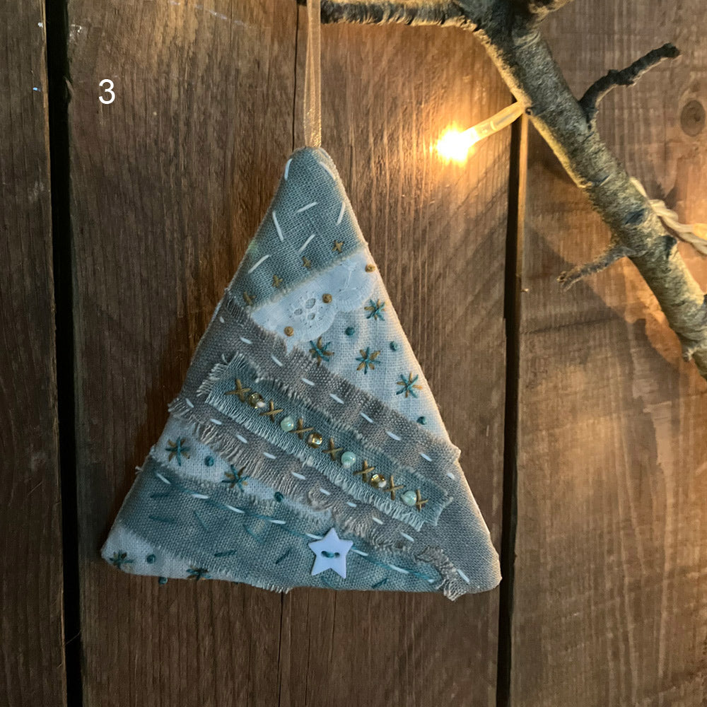 Patchwork Christmas Tree Decorations - Colour Natural
