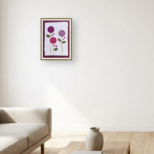 Textile picture - Contemporary Pink Flowers Heads