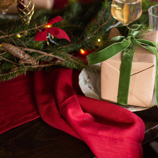 Christmas Linen Table Napkins - Pair