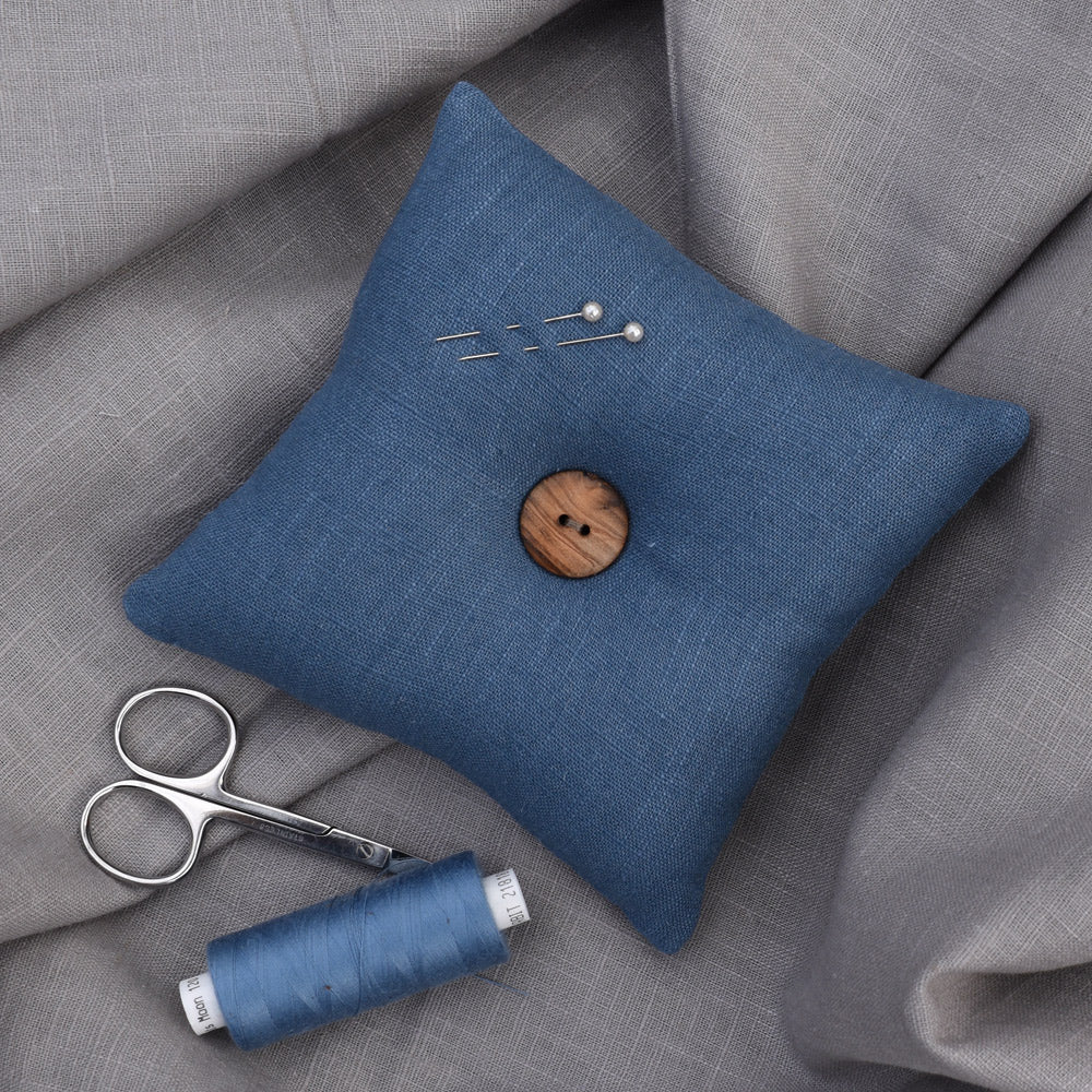 Linen Pin Cushion blue