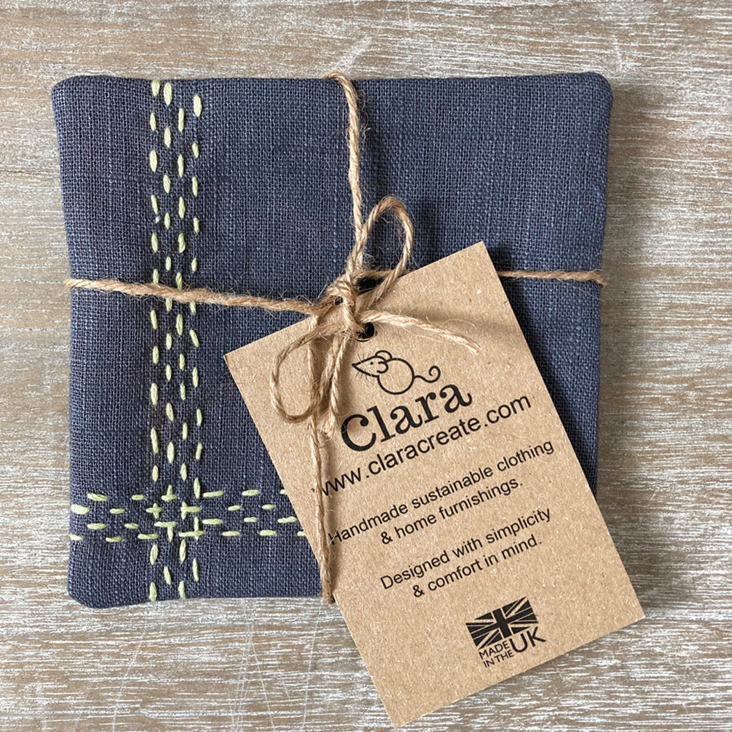 Slow Stitch Coasters - Grey - Pair