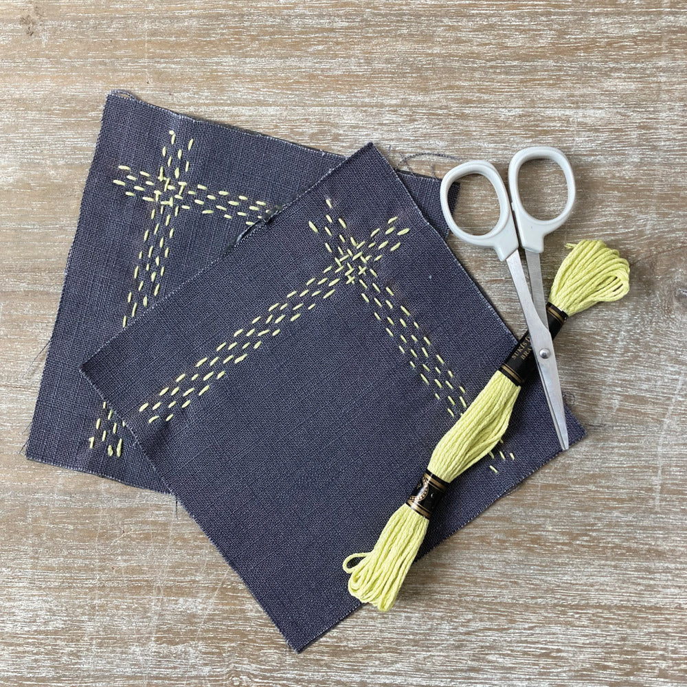 Slow Stitch Coasters - Grey - Pair