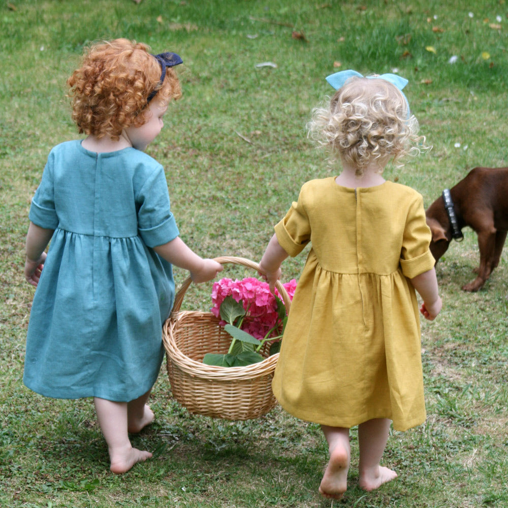 Childrens Linen Dress Reverse