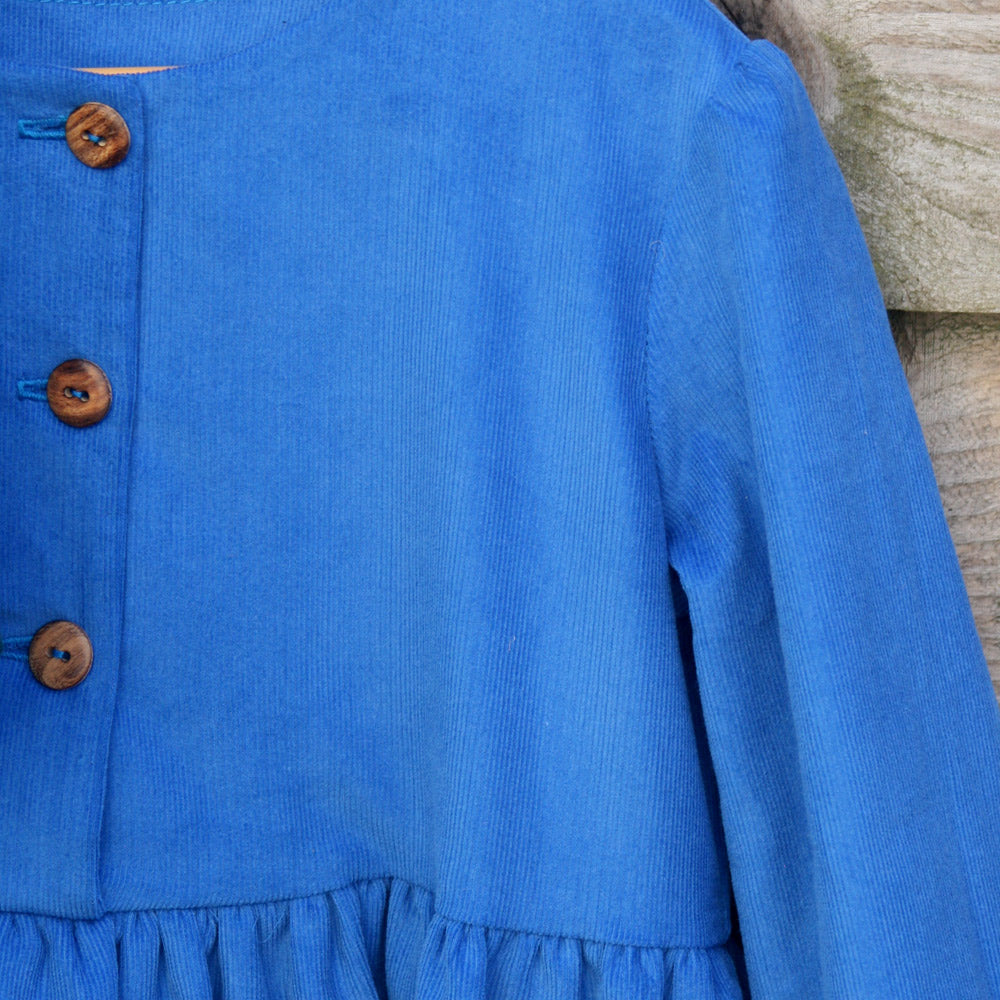 Needlecord Dress - Cornflower Blue close up