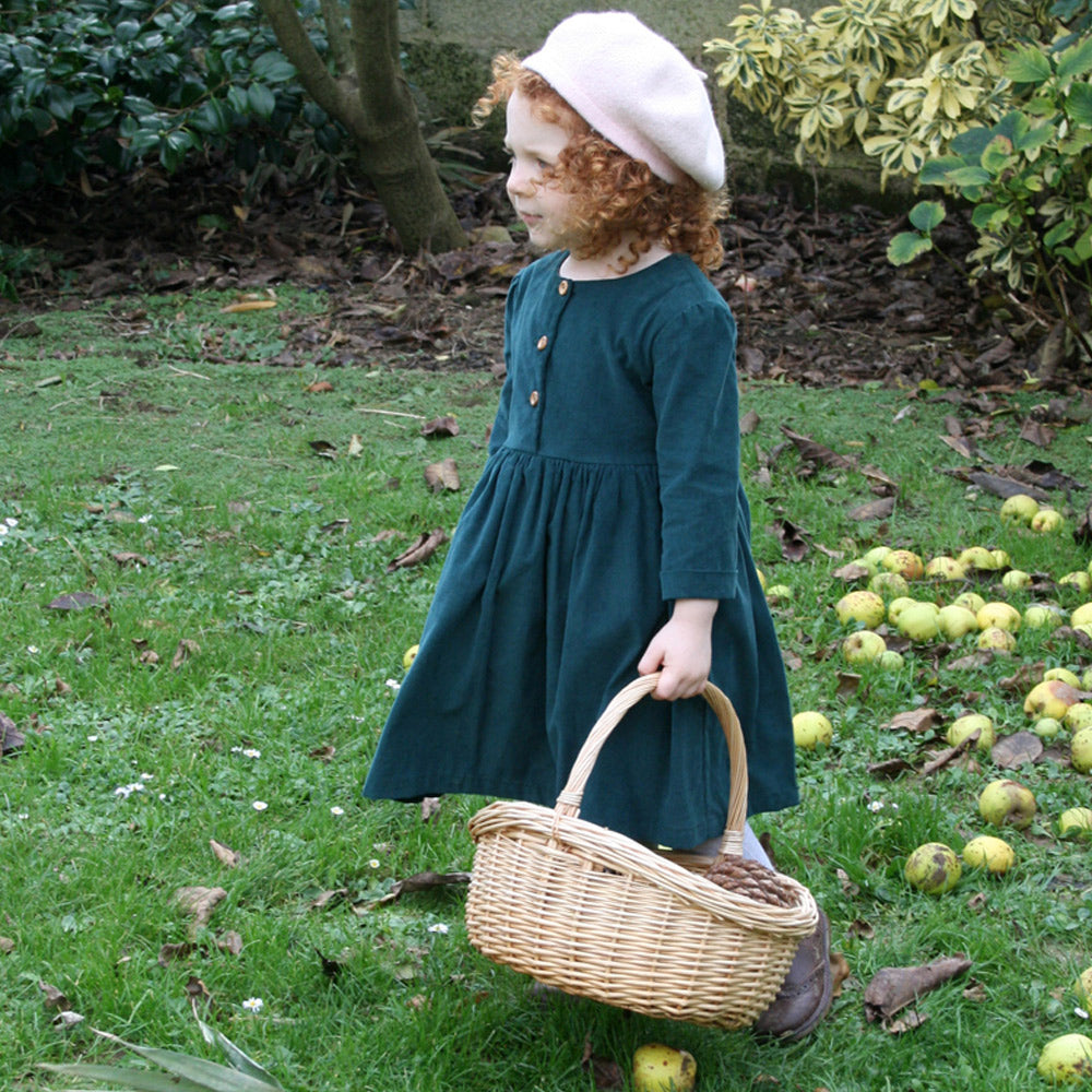 Needlecord Dress - Woodland Green front view