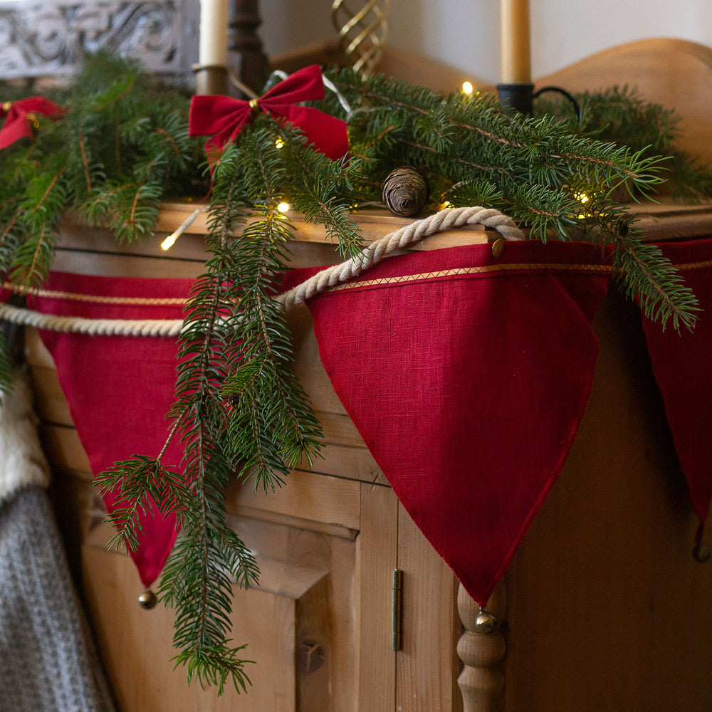 Christmas Bunting in Deep Red
