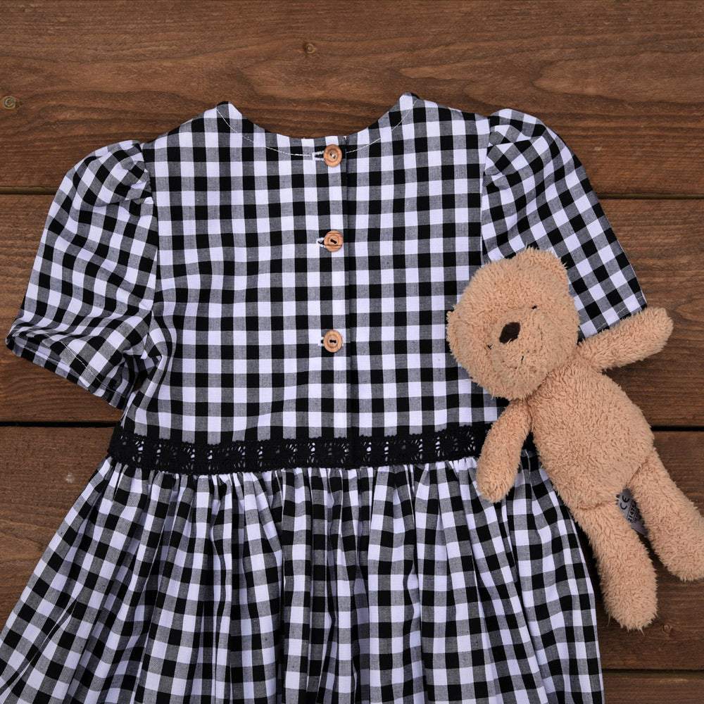 Girls black and sale white gingham dress