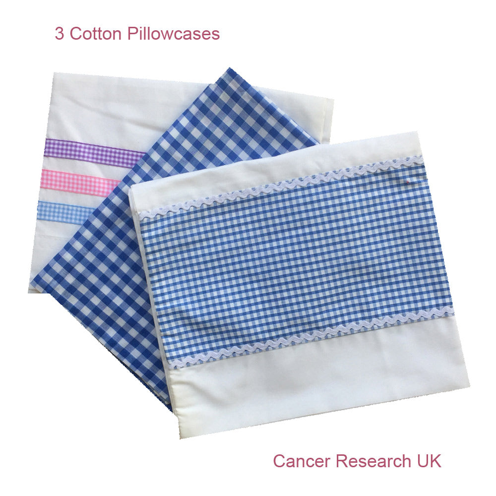 3 Cotton Pillowcases / Cancer Research UK