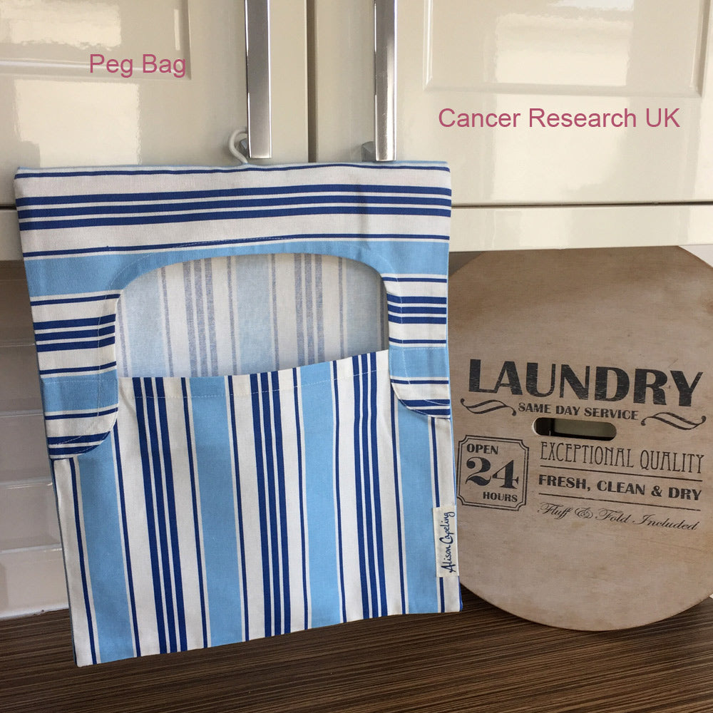 Peg Bag  Blue Stripe for Cancer Research UK
