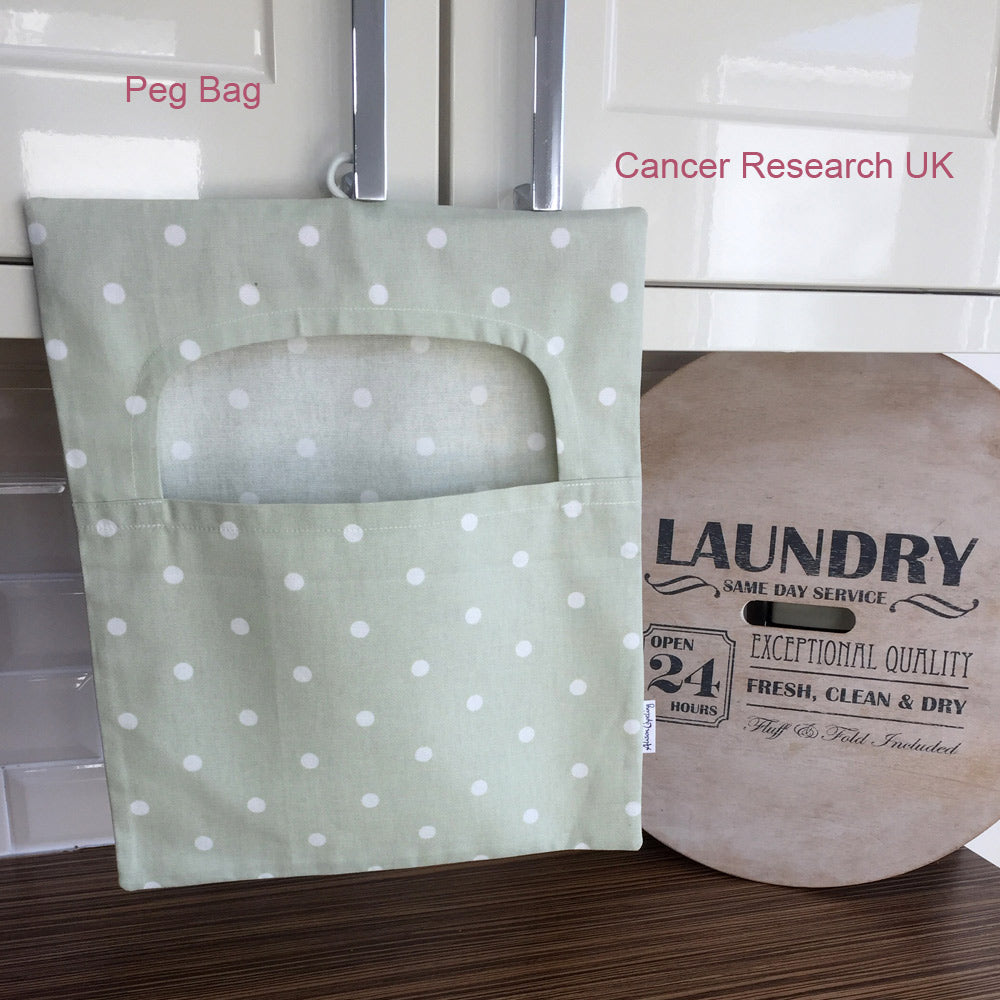 Peg Bag Green and White Spotted - Cancer Research UK