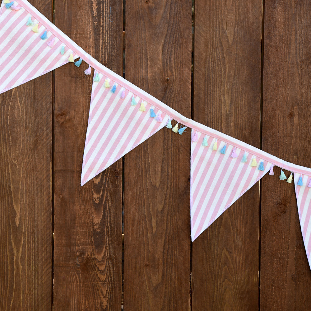 Bunting, Pink and White Stripe