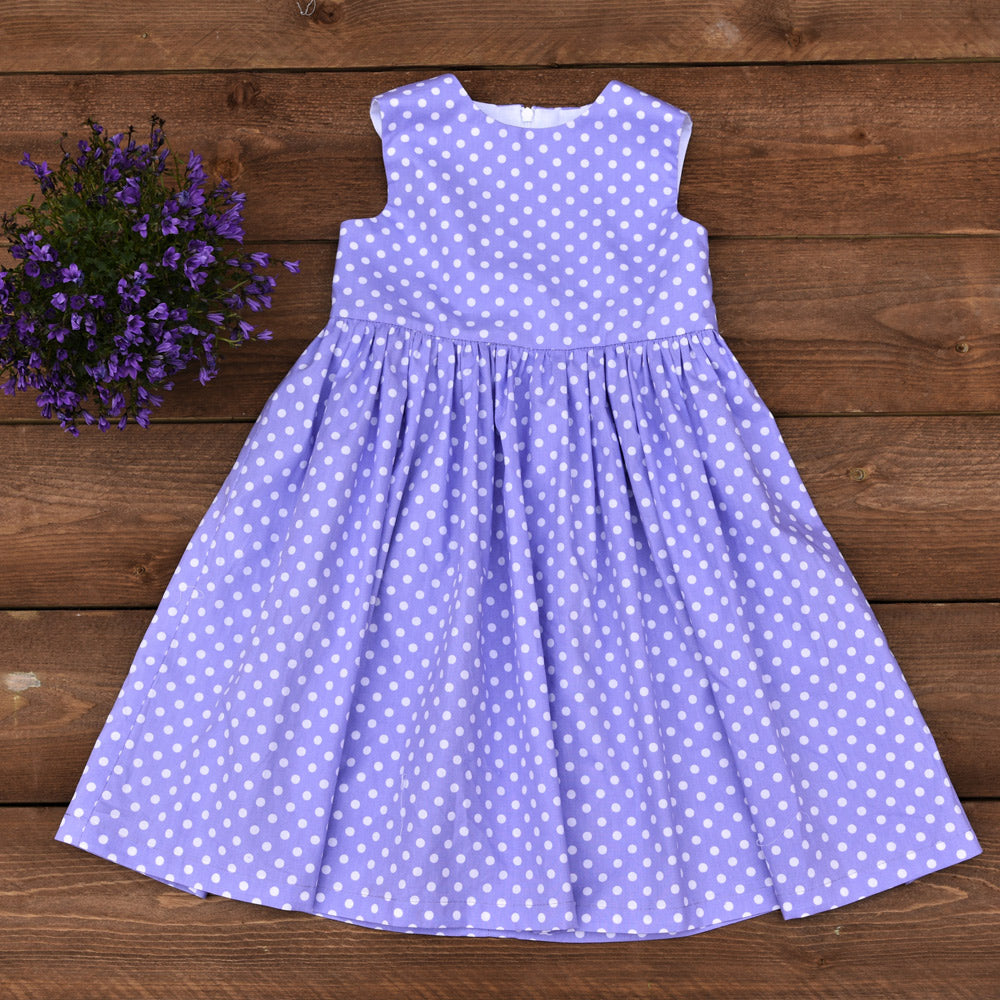 Girls Lilac Spotty Sleeveless Dress